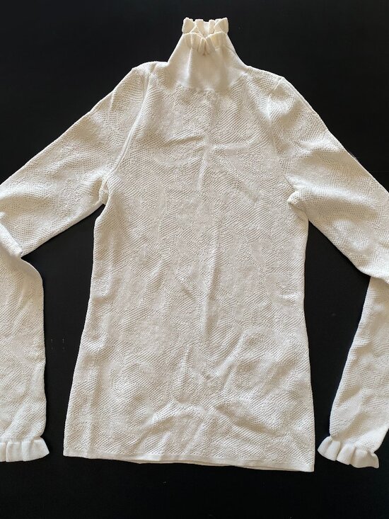 Sportmax Sweaters - Sportmax Lace Knit Ruffle Turtleneck Mock Neck Sweater Cream Size M